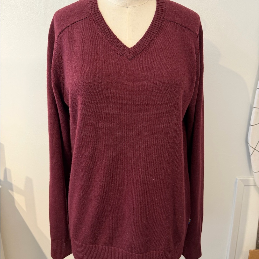Fjallraven Women's V-Neck Maroon Sweater - Picture 4 of 7